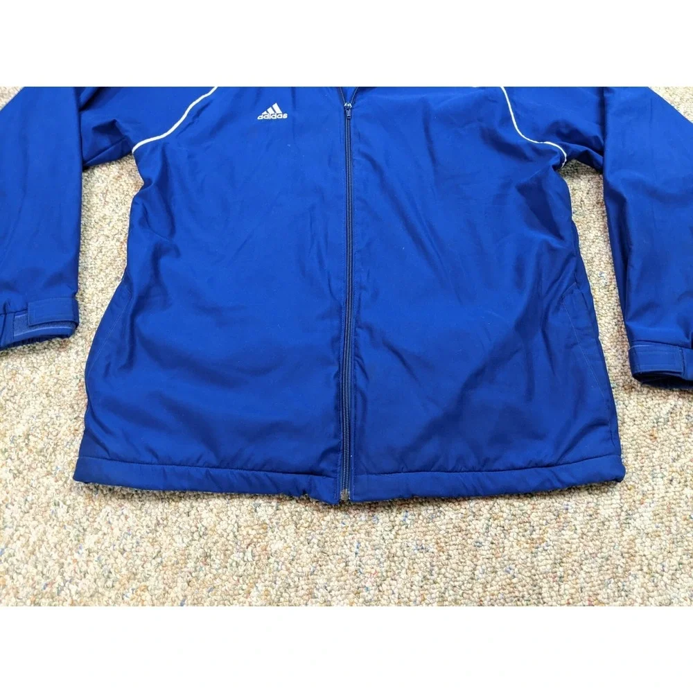 Adidas Track Jacket Mens Large Blue Full Zip Windbreaker Sporty Athleisure